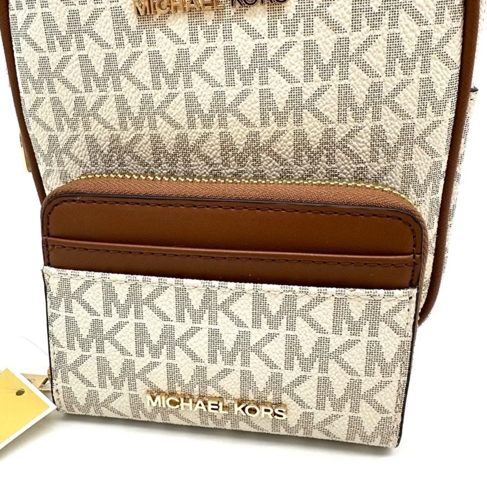Michael Kors Medium NS Chain Xbody Bag & Jet Set Travel MD ZA Card Case Wallet